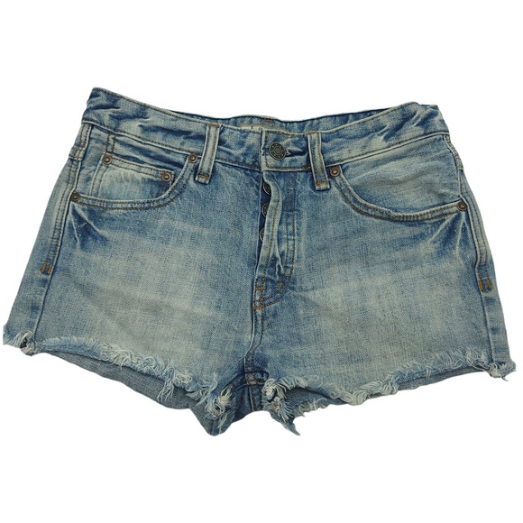 Free People Jean Shorts High Rise Cut Off Distressed Size 25 - Picture 1 of 5